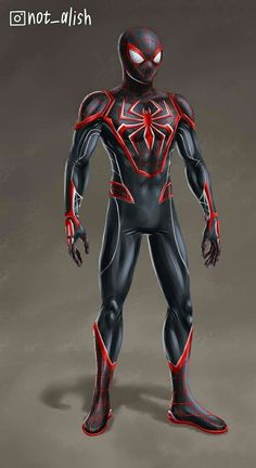 a drawing of a spider man in black and red