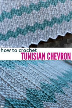 how to crochet afghan with the text, how to crochet tunisan chevron