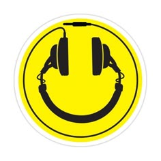 a smiley face with headphones on it