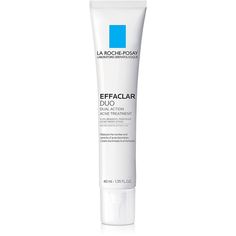 La Roche-Posay Effaclar Duo Dual Action Acne Treatment is the only acne treatment available with micronized benzoyl peroxide (5.5percent) to treat acne deep in the skin. Micro-Exfoliating Lipo-Hydroxy acid provides precise cell by cell exfoliation to clear away dulling cellular debris and oil. Non-Drying, oil free acne treatment cream with fast absorbing texture. How to Use: Use as a treatment for mild to moderate acne. Rmended for blemishes, blackheads, and whiteheads. Pimples Under The Skin, Effaclar Duo, La Roche Posay Effaclar, Benzoyl Peroxide, Acne Spots, Acne Remedies, Acne Blemishes, How To Get Rid Of Acne, Roche Posay