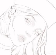 a drawing of a girl wearing a hat