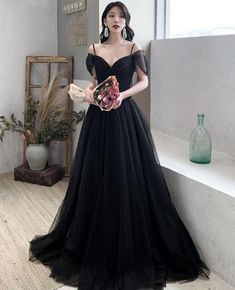 Prom Dresses Off The Shoulder, Tulle Long Prom Dress, Off Shoulder Evening Dress, Prom Dress Evening, Black Tulle, Black Evening Dresses, Black Prom Dresses, Dress Evening, Long Prom Dress