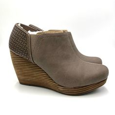 Brand New (No Box) Dr. Scholl's Women's Harlow Taupe Brown Faux Vegan Leather Wedge Ankle Boots / Booties. Women's Size 7.5. New To Poshmark? Sign Up Using Invite Code: Tentoday For $10 Off Your Purchase! Light And Crafty, The Harlow Bootie Wedges By Dr. Scholl's Are Nothing Like You've Seen Before. Chopout Patterns In The Wedge Heel Offer A Striking Look To This Bootie. Click Here For Boot Measuring Guide. - Synthetic Manmade Upper - Slip-On With Elastic Stretch Inserts - Almond Toe - Fabric Li Medium Width Synthetic Wedge Heel Boots, Spring Faux Leather Wedge Boots, Wedge Ankle Boots, Leather Wedges, Wedge Heels, Bootie Boots, Vegan Leather, Ankle Boots, Wedges