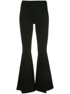 Black cotton pintuck flared trousers from ROSETTA GETTY featuring high waist, stretch-fit and flared design. | Rosetta Getty Pintuck Flared Trousers Luxury Black Flare Dress Pants, Groove Super-high-rise Flared Pant, Black Stretch Full-length Flares, Gothic Black Flare Bottoms, Black Non-stretch Flare Jeans With Pockets, Goth Fits, Rosetta Getty, Bell Bottom Pants, Flare Trousers