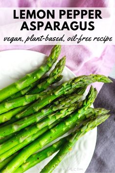 lemon pepper asparagus on a white plate