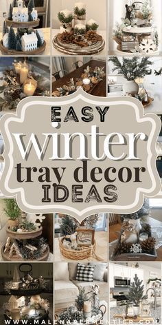 the cover of easy winter tray decor ideas