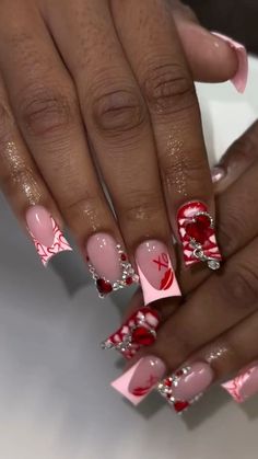 Vday Nails, Girly Acrylic, Girly Acrylic Nails, Long Acrylic, Long Square Acrylic Nails, Square Acrylic Nails, Valentines Nails, Long Acrylic Nails, Toe Nails