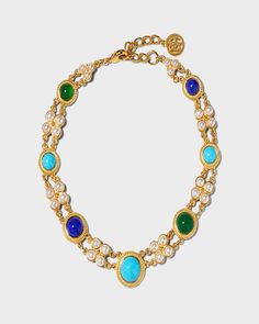 BenAmun necklace    Approx. 1618 inches    24karat gold plating    Round glass stones    Pearly white glass    Adjustable length    Lobster clasp    Made in USA Gems Necklace, Dope Jewelry Accessories, Bezel Necklace, Accessory Jewelry, Fine Jewelery, Gem Necklace, Dope Jewelry