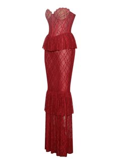 Red Lace Corset, Miranda Hobbes, Corset Maxi Dress, Tie Dye Jumpsuit, Clothing Pieces, Cut Dress, Burgundy Lace, Fame Dr, Maxi Dress Cocktail