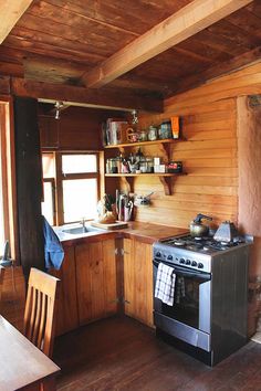 the kitchen is clean and ready to be used as a dining room or barbeque