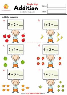 an addition worksheet for children to learn how to count the numbers in order