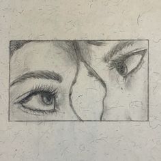 a pencil drawing of two women's eyes with one woman's face in the background