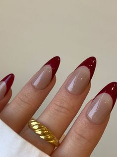 Red French, Wedding Nail, Chic Nails, French Tip Nails, Nail Polishes, Chrome Nails