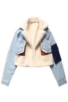 The Denim Patchwork Jacket is a unique double layer coat with warm Vegan Sherpa and Vegan Suede. Denim, Vegan Sherpa, and Vegan Suede Heavy Weight Single Hook and Eye Closure Made to order piece, please allow 6-14 day for processing. Denim Patchwork Jacket, Fleece Denim Jacket, Plush Coat, Patchwork Jacket, Suede Coat, Woolen Coat, Denim Patchwork, Looks Vintage, Crop Jacket