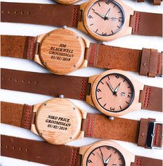 Groomsmen Gift Ideas - Engraved Groomsmen Wooden Watches Leather Band Watch Engraving Ideas, Groomsmen Watches, Groomsmen Gifts Unique, Engraving Ideas, Engraved Handwriting, Wooden Watches, Watch Engraving, Groomsmen Gifts, Mens Fashion Classy