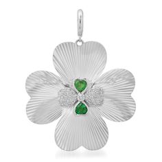 Some call her lucky! Keep your good fortune close by popping this charm on a bracelet or necklace. She'll pair delightfully with green gemstones and diamonds. Available in 14k yellow, rose, or white gold .50ctw emerald .25ctw diamonds Charm measures 1.4" x 1.4" Enhancer bail By Curated by AB Clover Charm, Diamond Charm, Green Gemstones, Emerald Diamond, A Bracelet, Good Fortune, Yellow Rose, Call Her, Charm Pendant