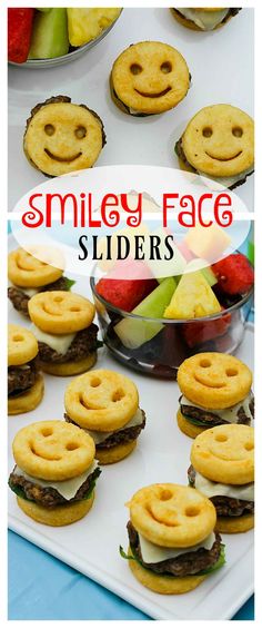 smiley face sliders with apples and watermelon in the background