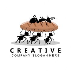 an antelope carrying a bread with ants on it logo design for a company