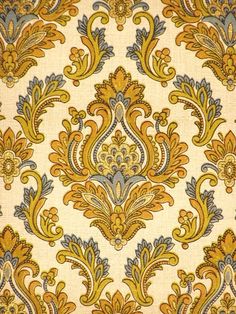 an old fashioned wallpaper pattern in yellow and blue