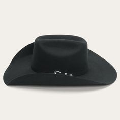 Crafted of high-quality 100% wool felt, this youth cowboy hat features a classic 4” cattleman crown and 4” brim and is finished with a self-felt band and a three-piece silver-tone buckle set. It has a stretch sweatband that’s sized to fit most young buckaroos with a head size up to 54cm. 4” Cattleman Crown 4” Brim Self-Felt Band 3-Piece Silver-Tone Buckle Set Stretch Sweatband 100% Wool Felt Imported Classic Black Felt Hat For Rodeo, Western Black Felt Hat For Ranch, Western Felt Hat For Rodeo In Winter, Western Style Felt Hat For Rodeo In Winter, Classic Felt Hat For Western-themed Events, Classic Rigid Felt Hat For Rodeo, Western Solid Hat Bands For Rodeo, Solid Color Western Hat Bands For Western-themed Events, Solid Western Hat Bands For Western-themed Events