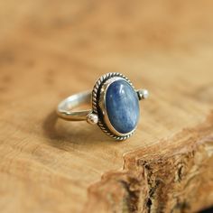 Blue Kyanite Lasso Ring - Sterling Silver Ring - Silversmith Ring - Blue Kyanite Ring Blue Rings With Large Stone For Healing, Spiritual Blue Moonstone Ring, Blue Sapphire Spiritual Ring, Adjustable Blue Rings With Large Stone, Adjustable Blue Moonstone Promise Ring, Spiritual Blue Sapphire Ring, Spiritual Sapphire Rings, Bohemian Sapphire Rings For Gifts, Bohemian Sapphire Ring For Gift