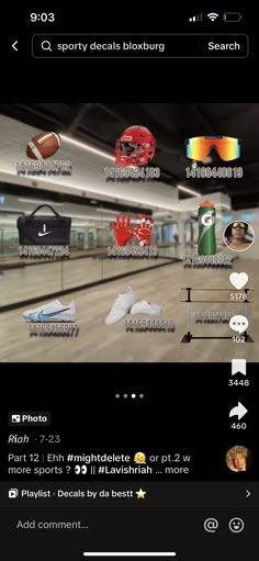 an iphone screenshot showing sports items on the screen and in the background, there is a train station