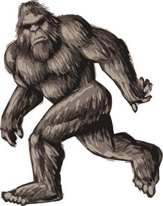 an illustration of a bigfoot squatting