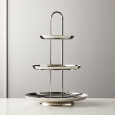 three tiered serving tray with metal handles