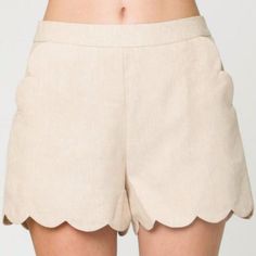 Very J Scalloped Beige Shorts Size Small Brand New With Tags - Still In Package That The Shorts Came In When I Ordered Them These Shorts Feature A Scalloped Hem To Add A Little Fun To The Sophisticated Style Of The Shorts. Side Zip, Pockets, And The Shorts Are Lined. Fabric Content: 100% Polyester, Lining: 100% Polyester Waist: 12" Rise 10" Inseam: 3" There Is A Little Bit Of A Stretch Beige Bottoms With Built-in Shorts For Day Out, Beige Shorts For Spring Day Out, Beige Pants With Built-in Shorts, Beige Wide Leg Shorts For Spring, Beige High-waisted Shorts For Spring, Beige Short Length Pants With Built-in Shorts, High Waist Beige Shorts For Spring, Beige Pants With Pockets And Short Inseam, Beige Spring Bottoms With Short Legs