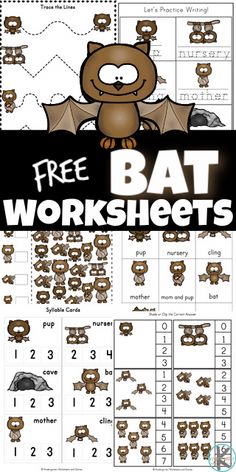 bat worksheets for kids to help them learn how to count the number one