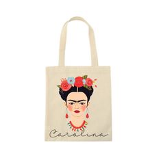 Elevate your accessory game with our delightful Frida Tote Bag. Infused with vibrant colors, this bag highlights an expressive image of the revered Latina artist, Frida. The colorful design isn't just aesthetically pleasing but is symbolic of the cultural vibrancy she represented. With this everyday tote, your ensemble gets an artistic twist and an upbeat mood lift. Carry it around with ease, making a bold statement with this ultimate latina tote.