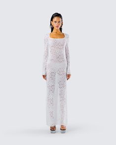 You won't have to cook or clean to get that ring when you wear this white maxi dress 🤍 Crafted from sheer lace fabric, this pull on style will have everyone getting down on one knee 😌 Down On One Knee, White Lace Maxi Dress, White Lace Maxi, Dress Collar, Black Off Shoulder, White Maxi Dress, Dress Crafts, White Jersey, White Maxi