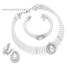 Teardrop Simulated Pearl And Rhinestone Crystal 3 Piece Choker Necklac – Rosemarie Collections Bridal Jewelry Set, Indian Jewelry Sets, Pearl Jewelry Sets, Women's Jewelry Sets, Teardrop Necklace