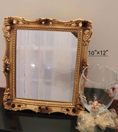 Antique Gold Resin Frame Decorative Tabletop Dressing Mirror with Stand. Great for Haftseen. Mirror With Stand, Mirror For Wall, Resin Frame, Small Mirror, Dressing Mirror, Floral Frame, Small Mirrors, Home Decor Mirrors, Mirror Decor