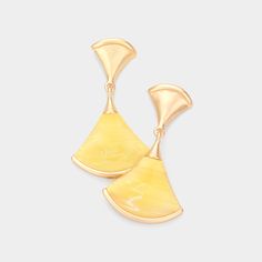 Earring Details: Size : 0.8" X 1.5" Post Back Lowest Price, Dangle Earrings, On Sale, Fan, Yellow