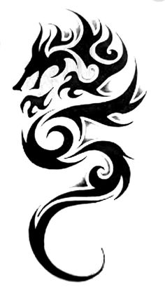 a black and white drawing of a dragon with swirls on it's tail