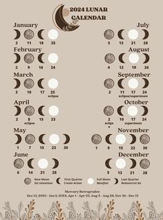 "2024 Lunar Calendar shows you the 4 main moon phases in an attractive poster size design. Keep track of the moon phase for monthly rituals such as crystal grids, manifesting, or other witchy rituals. Easy to glance at whenever you want to know when the next full moon or new moon is expected.  Purchase includes 3 file sizes in the \"moon child\" lunar calendar design. The 3 sizes included are 18x24 inches, 9x11 inches and 4000x5400 pixels.  This is a digital download for the MOON CHILD design ONLY, for other designs please visit etsy shop. This product is a digital file only,  you can print it and display it or save it and view it digitally after download. Never miss the next full moon or new moon for your monthly manifestations, crystal grids or other rituals." Full Moon Chart 2024, My Vibe For 2024, Moon Phase Planner, January 2024 Moon Phases, Full Moon Calendar 2024, 2024 Moon Phases, New Moons 2024, Moons Of 2024, 2024 Full Moons