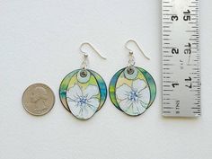 Painted Watercolor Floral Abstract Dangle Earrings, Argentium Silver Earwires, White Flower Oval, Circle Abstract, Two Sided, Lightweight - Etsy Artistic White Round Earrings, Artistic White Nickel-free Earrings, Artistic Hand Painted Flower Earrings, Artsy Hand Painted Flower Earrings, Artsy White Round Jewelry, Artsy Hand Painted Flower Jewelry, Artistic Flower Shaped Ear Wire Jewelry, White Artsy Earrings With Ear Wire, Artsy White Earrings With Ear Wire