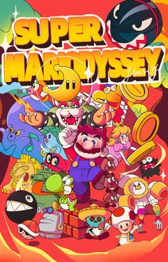 the cover to super mario's 30th anniversary video game, with many characters on it