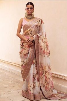 By designer Sabyasachi Mukherjee, Bridelan: Personal Shoppers, Fashion Stylists and Luxury Consultants for South Asian and Indian weddings, based out of Mumbai, India. Email info.bridelan@gmail.com. Website www.bridelan.com   #Sabyasachi #Sabyasachilehenga #SabyasachiSS19  #Sabyasachiwedding  #Bridal #Wedding lehenga #Springsummer2019 #Destinationwedding #IndianBride #IndianWedding #Bridelan #BridelanIndia Sabyasachi Saree, Saree Yellow, Floral Sarees, Latest Designer Dresses, Eid Outfit, Hand Work Blouse, Never Fade, Hijab Dress