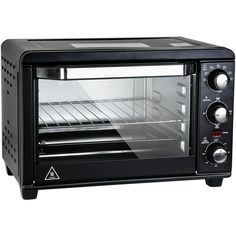 a toaster oven with the door open