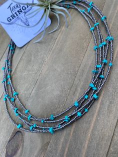 "5 individual strand 16\" silver beaded necklace with turquoise nugget accents that are combined into one necklace with 3\" extender." Silver Beaded Necklace, Silver Bead Necklace, Strand Necklace, Silver Beads, Jewelry Ideas, Charm Necklace, Turquoise Necklace, Necklace Etsy, Beaded Necklace