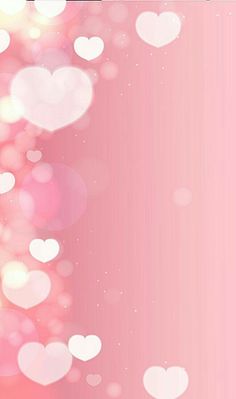 a pink background with lots of white hearts on the left and right side of the screen