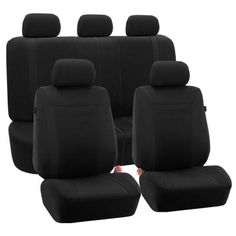 black cloth car seat covers with headrests and arm rest for all cars, set of 10