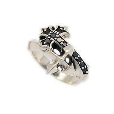 Cross/925 Sterling Silver Ring/Black Cubic Zirconia/Biker Jewelry/Silver Cross Ring/Fine Jewelry/Men Gothic Jewelry Rings, Badass Rings, Biker Ring, Jewelry Gothic, Biker Jewelry, Jewelry Men, Jewelry Accessories Ideas, Cross Ring