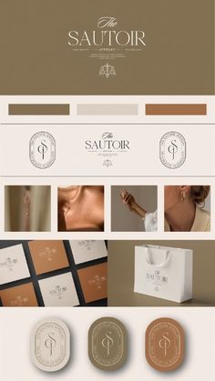 the sautor logo is shown above several different logos and colors, including gold