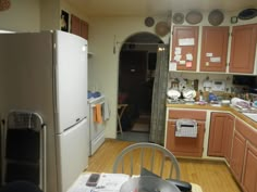 the kitchen is clean and ready to be used as a dining room or family room