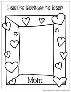 a mother's day card with hearts in the shape of a frame and text that reads