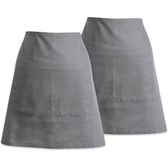 two gray skirts on a white background with no people in them or one person wearing the same skirt