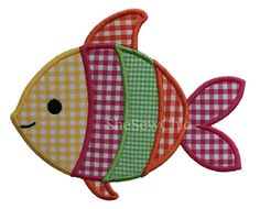 a colorful fish with gingham checkered fabric